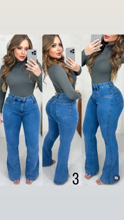 Calças Flares 100% jeans - Image 3